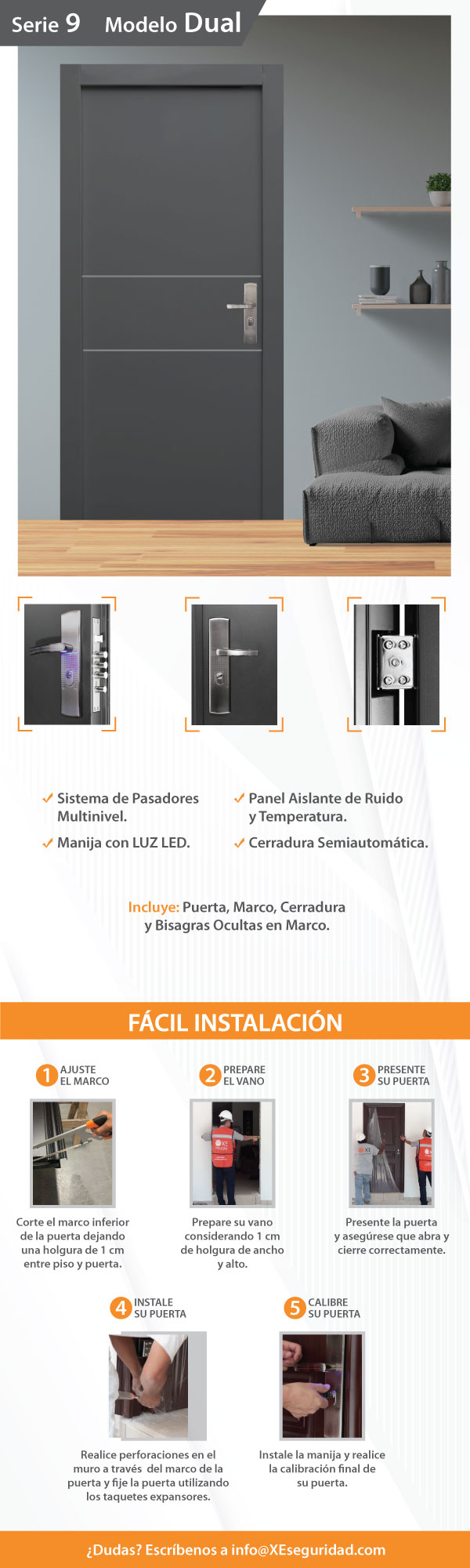 Puerta de Seguridad Gris Izquierda Dual XE Seguridad